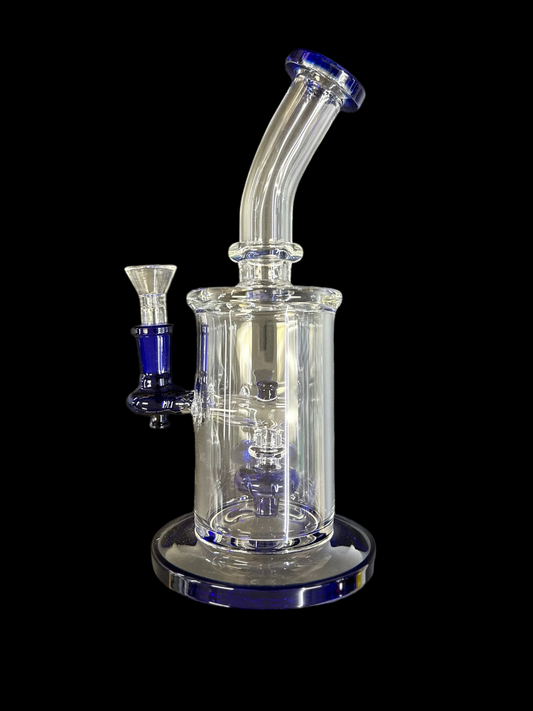 6” Bent Neck Matrix Perc Water Pipe - Blue