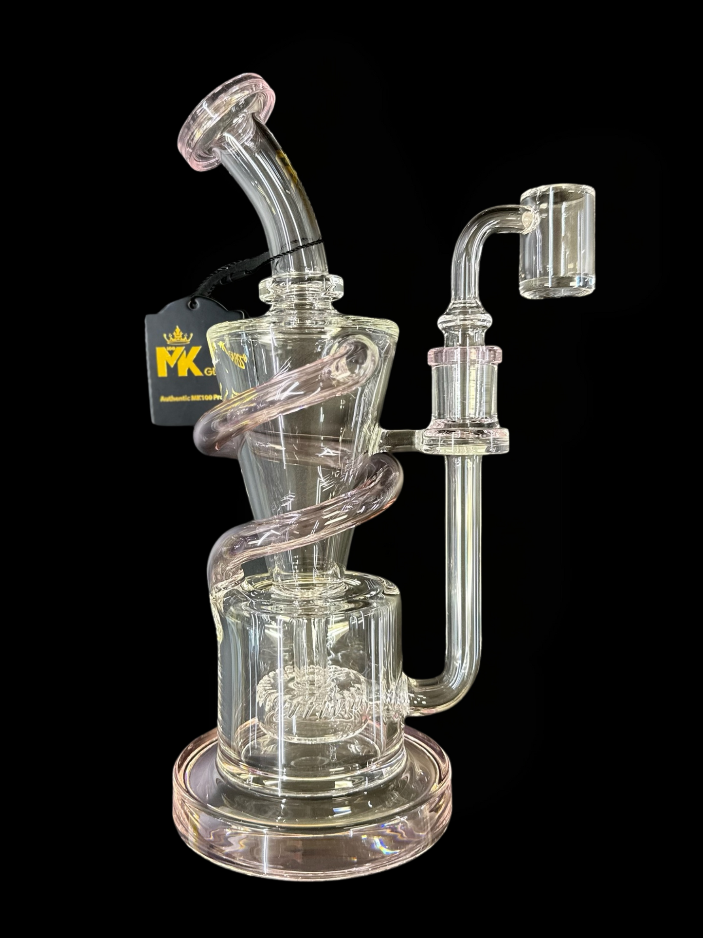 MK Glass 10″ Twister Recycler Rig -Pink