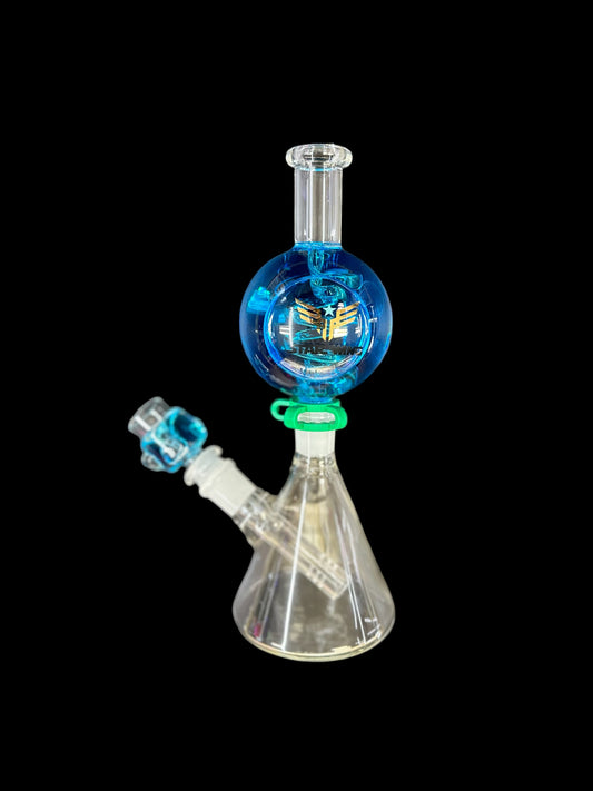 Star Wing Sphere Glycerin Beaker Water Pipe - Blue/Red