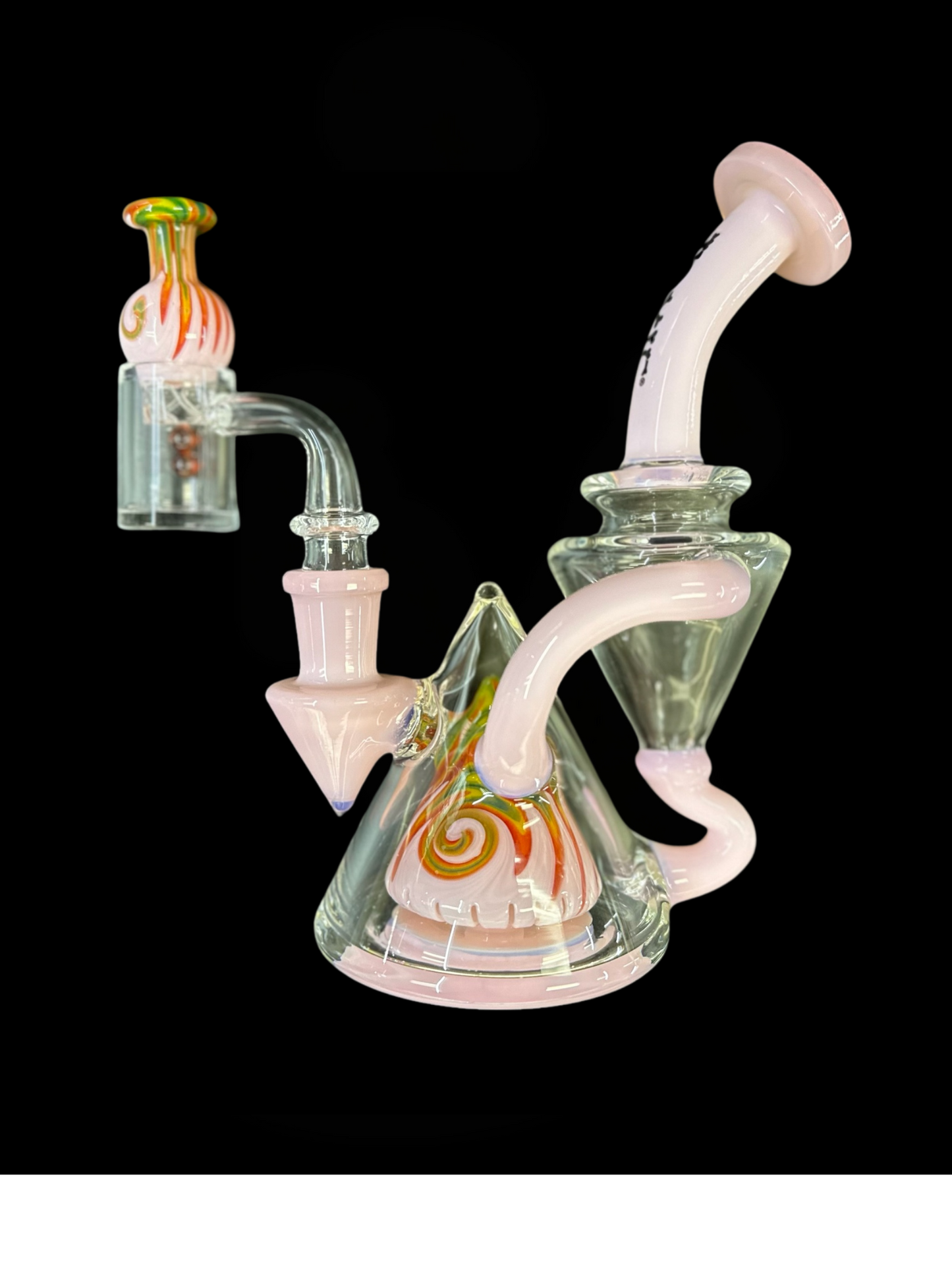 Toxic Glass 6" Pyramid Wigwag Recycler - Pink