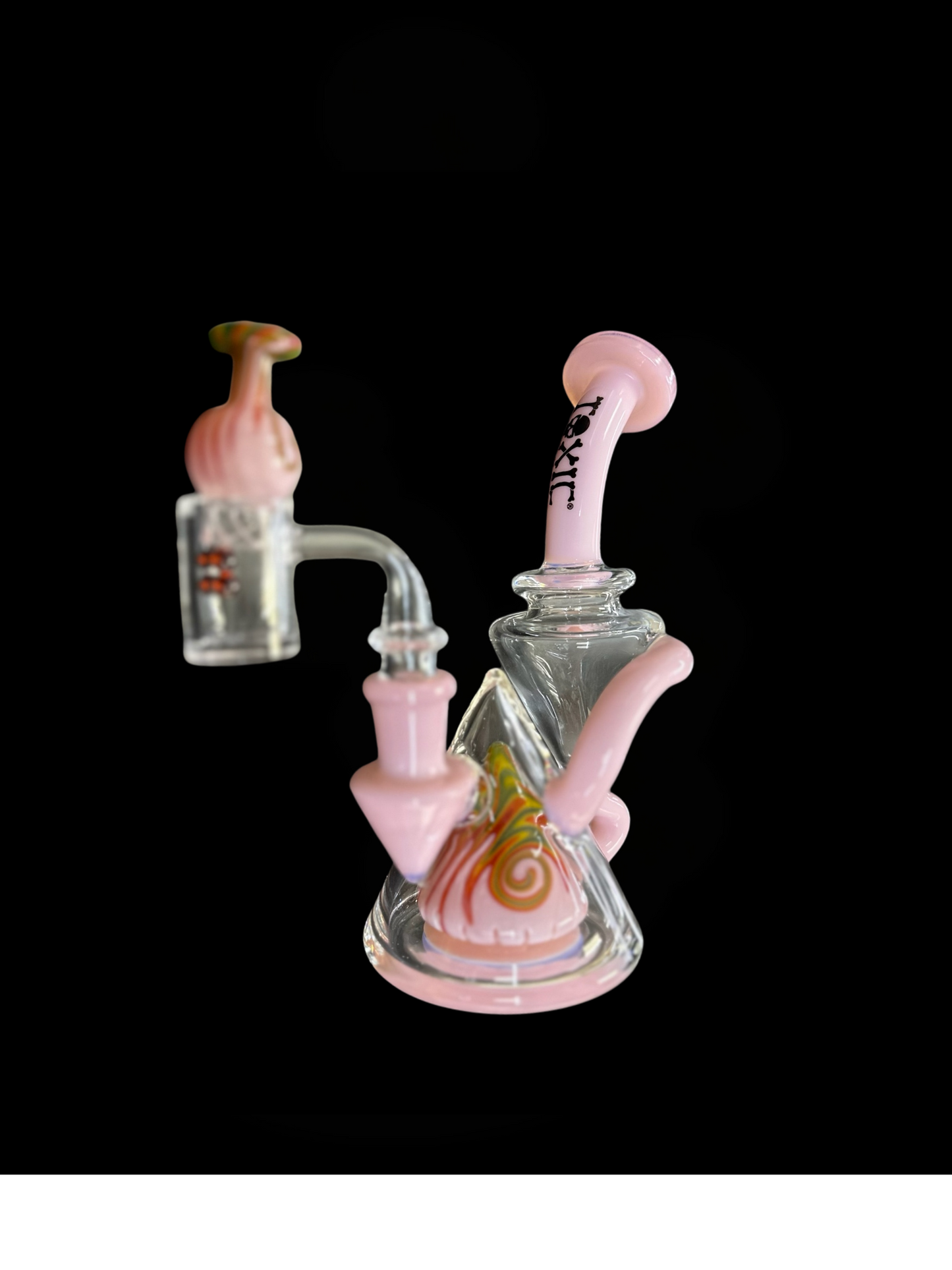 Toxic Glass 6" Pyramid Wigwag Recycler - Pink